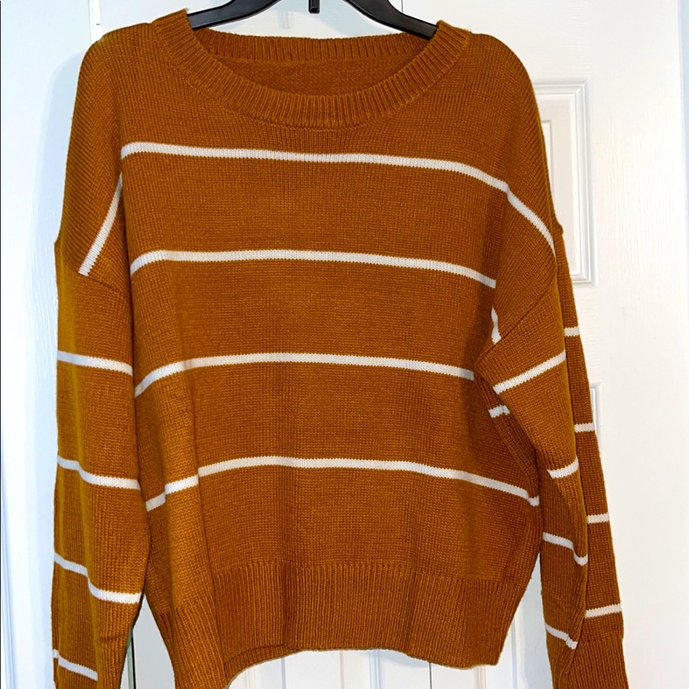Striped rustic burnt orange sweater